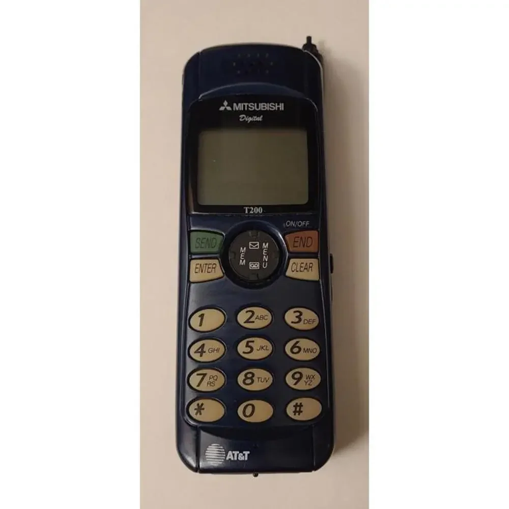 Vintage Mitsubishi Digital T200 Mobile Cell Phone Blue and Gray (AT&T) Untested